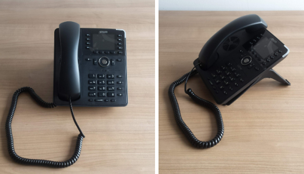 Snom D735 IP phone on footstand